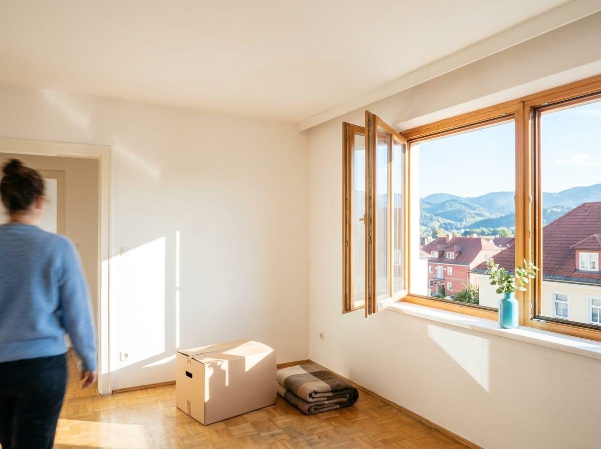 Leergeräumtes Wohnzimmer nach einer Haushaltsauflösung durch SpeedTransport in der Steiermark